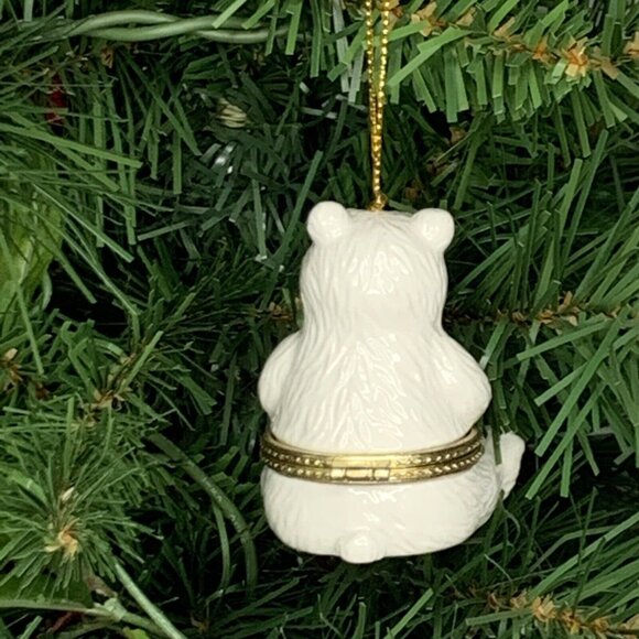 Polar Bear Porcelain Surprise Gift Hinged Trinket Box Christmas Ornament - Picture 2 of 5